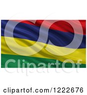 Poster, Art Print Of 3d Waving Flag Of Mauritius With Rippled Fabric
