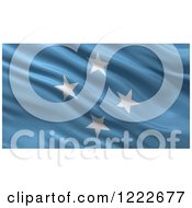 Poster, Art Print Of 3d Waving Flag Of Micronesia With Rippled Fabric