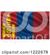 Poster, Art Print Of 3d Waving Flag Of Mongolia With Rippled Fabric