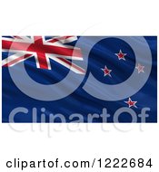 Poster, Art Print Of 3d Waving Flag Of New Zealand With Rippled Fabric