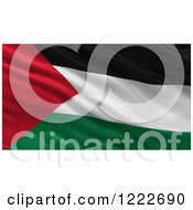3d Waving Flag Of Palestine With Rippled Fabric
