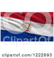 Poster, Art Print Of 3d Waving Flag Of Paraguay With Rippled Fabric