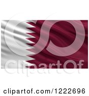 3d Waving Flag Of Qatar With Rippled Fabric