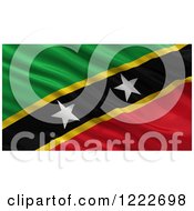 Poster, Art Print Of 3d Waving Flag Of Saint Kitts And Nevis With Rippled Fabric
