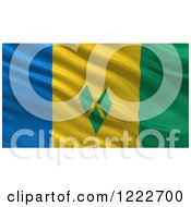 Poster, Art Print Of 3d Waving Flag Of Saint Vincent And The Grenadines With Rippled Fabric