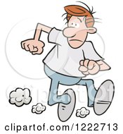 Clipart Of A Caucasian Man Looking Back And Running Away Royalty Free Vector Illustration