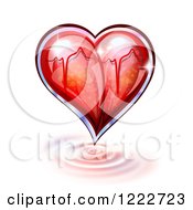 Poster, Art Print Of Glass Heart With A Graph Over Ripples