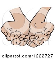Clipart Of Cupped Caucasian Hands Royalty Free Vector Illustration