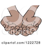 Clipart Of Cupped Black Hands Royalty Free Vector Illustration