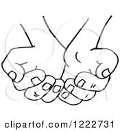 Clipart Of Cupped Black And White Hands Royalty Free Vector Illustration