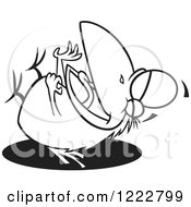 Clipart Of A Black And White Crow Laughing On The Floor Royalty Free Vector Illustration by toonaday