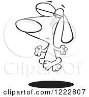 Clipart Of A Black And White Meditating Dog Floating Off Of The Floor Royalty Free Vector Illustration