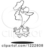 Poster, Art Print Of Black And White Relaxed Woman Floating While Meditating