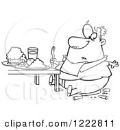 Black And White Fat Man On A Broken Chair At A Table