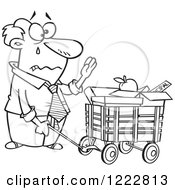 Poster, Art Print Of Black And White Retiring Businessman With All Of His Belongings In A Wagon