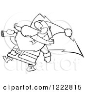 Poster, Art Print Of Black And White Santa Carrying A Christmas Tree
