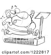 Poster, Art Print Of Black And White Santa Trying To Run And Lose Weight On A Treadmill