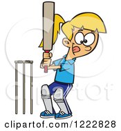 Clipart Of A Sporty Batting Cricket Girl Royalty Free Vector Illustration by toonaday