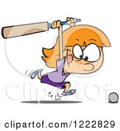 Poster, Art Print Of Sporty Cricket Girl Chasing A Ball With A Bat