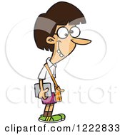 Clipart Of A Geek Girl Carrying A Tablet Computer Royalty Free Vector Illustration