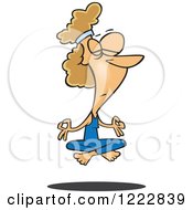 Clipart Of A Relaxed Caucasian Woman Floating While Meditating Royalty Free Vector Illustration by toonaday