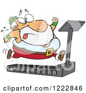 Poster, Art Print Of Santa Trying To Run And Lose Weight On A Treadmill