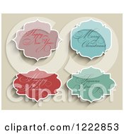 Poster, Art Print Of Holiday Greeting Labels On Tan