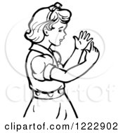 Poster, Art Print Of Retro Girl Counting Her Fingers In Black And White