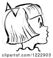 Poster, Art Print Of Happy Retro Girl In Profile In Black And White