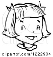 Poster, Art Print Of Happy Retro Girl In Black And White