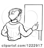 Poster, Art Print Of Retro Boy By An Easel In Black And White