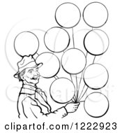 Poster, Art Print Of Circus Man With Balloons In Black And White