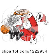 Poster, Art Print Of Santa Slam Dunking A Basketball