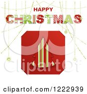 Poster, Art Print Of Happy Christmas Greeting Over A Striped Christmas Tree Tucked Into Slots On White