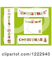 Poster, Art Print Of Patterned Christmas Backgrounds Panels And Banners On Green