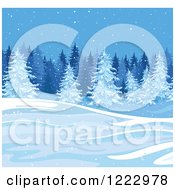 Poster, Art Print Of Winter Landscape With Evergreen Trees And Snow