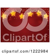 Clipart Of A Red Christmas Background With Text Space Golden Sparkles And Stars Royalty Free Vector Illustration