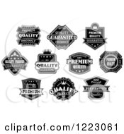 Clipart Of Black And White Retail Quality Labels With Sample Text 3 Royalty Free Vector Illustration