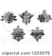 Poster, Art Print Of Black And White Floral Damask Designs 3