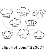 Clipart Of Black And White Chefs Toque Hats 2 Royalty Free Vector Illustration