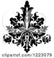 Clipart Of A Black And White Floral Damask Design 10 Royalty Free Vector Illustration