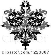 Poster, Art Print Of Black And White Floral Damask Design 18