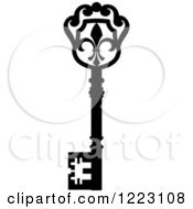 Clipart Of A Black And White Antique Skeleton Key 31 Royalty Free Vector Illustration