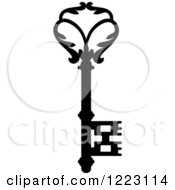 Clipart Of A Black And White Antique Skeleton Key 34 Royalty Free Vector Illustration