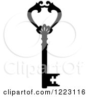 Clipart Of A Black And White Antique Skeleton Key 36 Royalty Free Vector Illustration