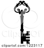 Clipart Of A Black And White Antique Skeleton Key 37 Royalty Free Vector Illustration