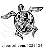 Poster, Art Print Of Black And White Tribal Sea Turtle 7