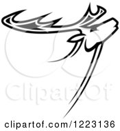 Clipart Of A Black And White Deer Or Moose With Antlers Royalty Free Vector Illustration