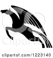 Poster, Art Print Of Black And White Winged Horse Pegasus Ready To Take Flight