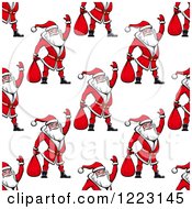 Poster, Art Print Of Seamless Background Pattern Of Waving Santas